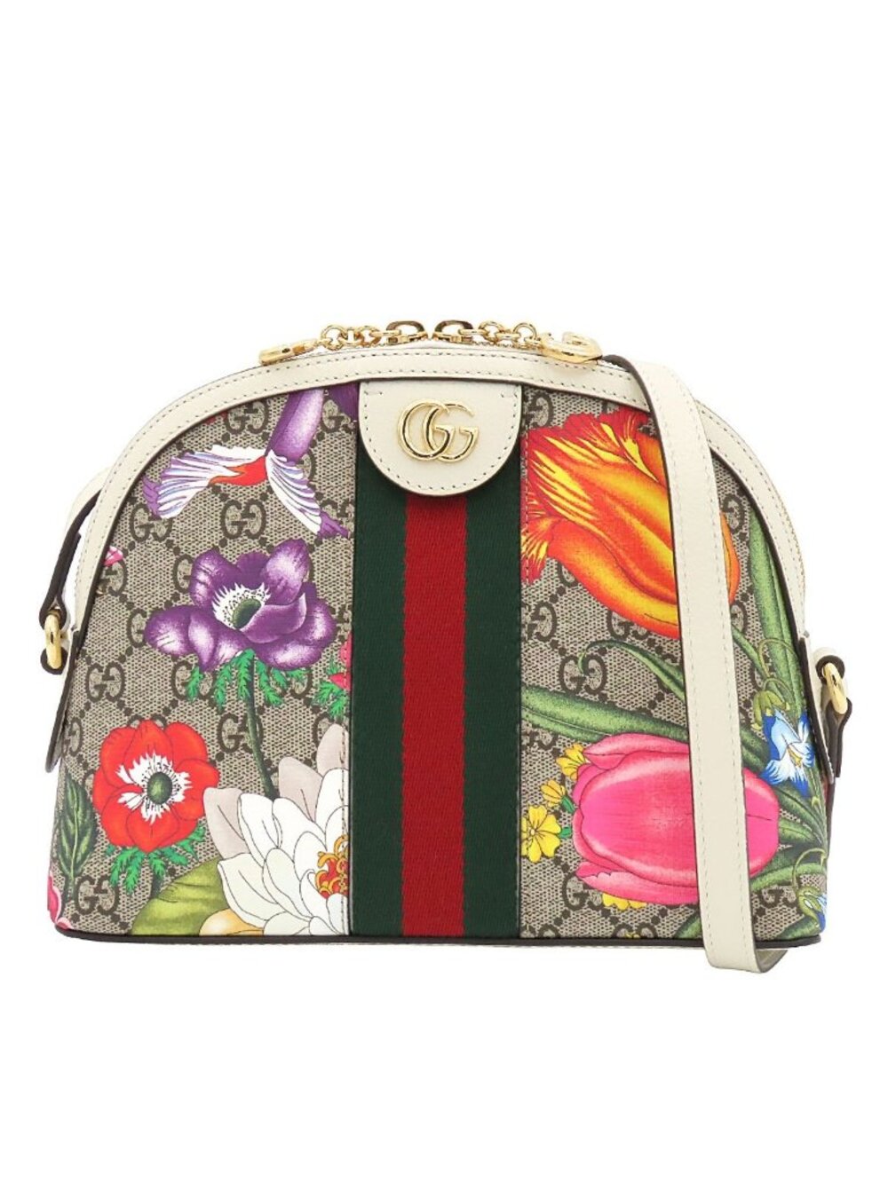 Gucci Ophidia Beige Flora GG Canvas Small Shoulder Bag Floral